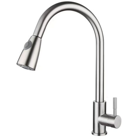 Robinet de cuisine rotatif à 360 ° Mitigeur de cuisine en laiton Robinet de lavabo de salle de bain Style brossé