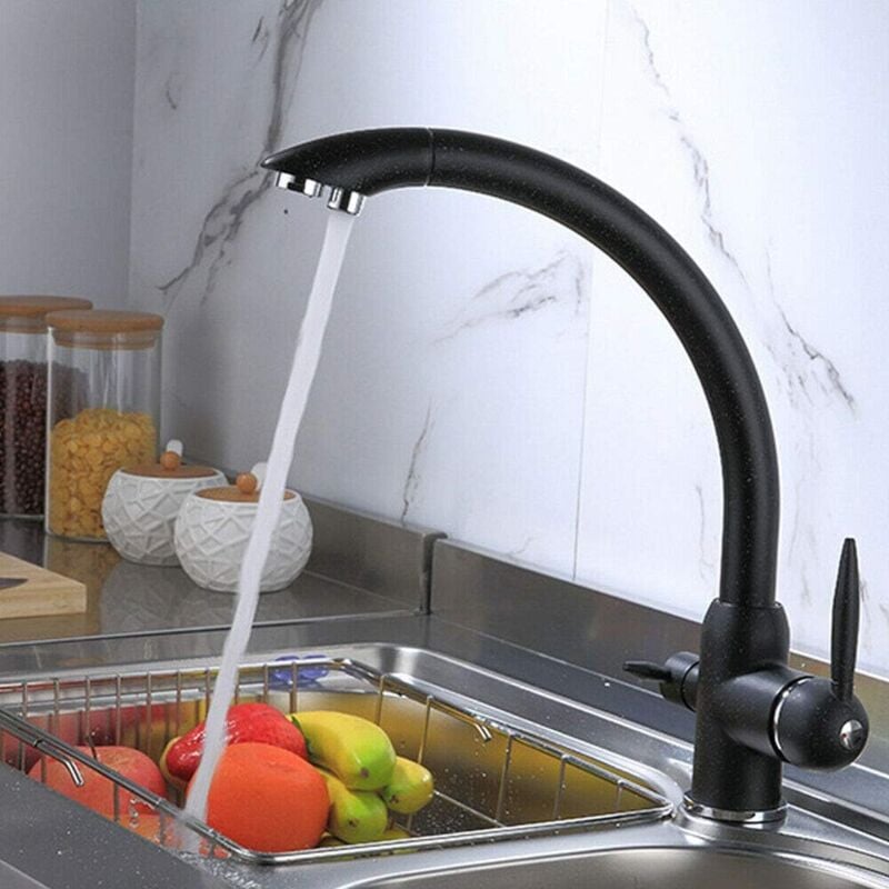 Senderpick - Robinet de cuisine rotatif à 360° Robinet mélangeur extensible à 3 voies avec filtre à eau Robinet mélangeur d'évier Robinet de cuisine