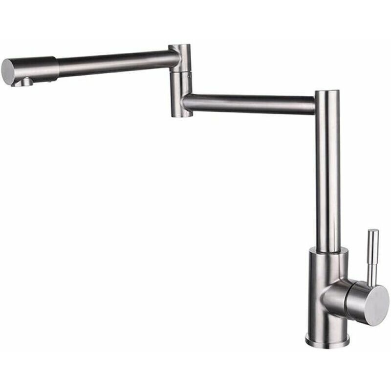 Lucky-88 - Robinet de cuisine rotatif en acier inoxydable brossé 304 pour cuisine chaude et froide