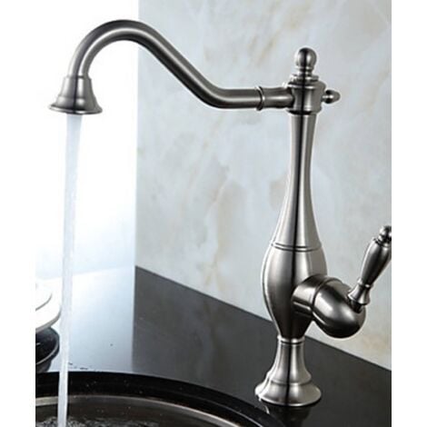 LOOKSHOP Robinet de cuisine style vintage brossé en nickel brossé