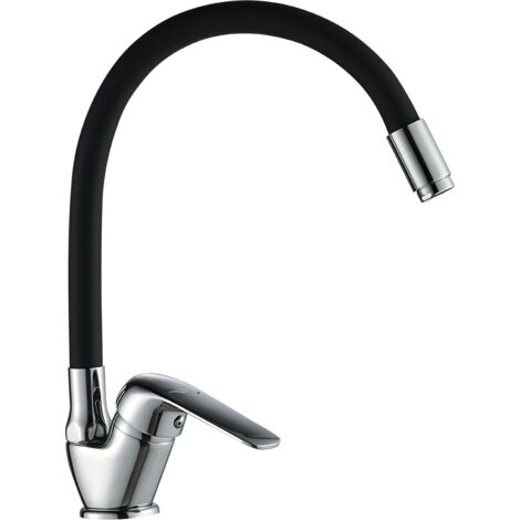 Robinet de cuisine sur pied avec bec flexible F Noir