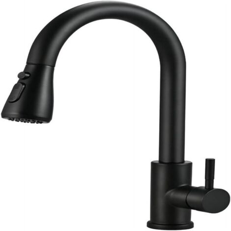 Robinet de cuisine télescopique 1 pièce - Modèle B2 trois étages - Acier 304 noir - Avec tuyauterie - Design moderne et fonctionnel.