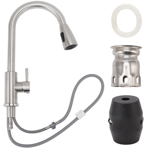 Robinet de Cuisine Universel en Acier Inox Brossé à Rotation 360° pour Évier