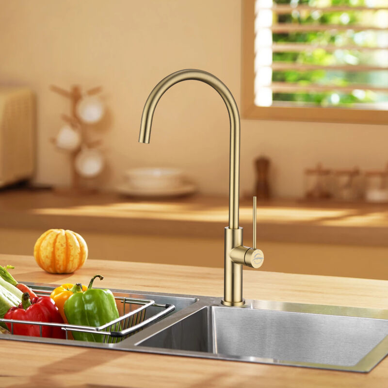 Aquasup - Robinet de Cuisine,Mitigeur Cuisine Doré Tendance Efficace et Facile à Monter avec le System d'economise d'eau