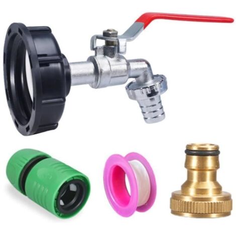 Robinet de cuve 1000L, raccord 1/2" pour réservoir 1000 litres, adaptateur IBC 1/2" double pluie, vanne de sortie pour réservoir d'e