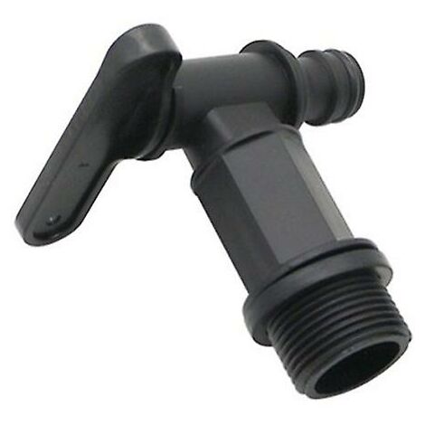 Robinet de cuve de récupération d'eau Une pièce, robinet de réservoir en plastique noir, adaptateur de boîte de stockage d'eau Ibc, adaptateur de robinet de tuyau d'arrosage, pour collecteur d'eau de pluie, réservoir de carburant (plastique)