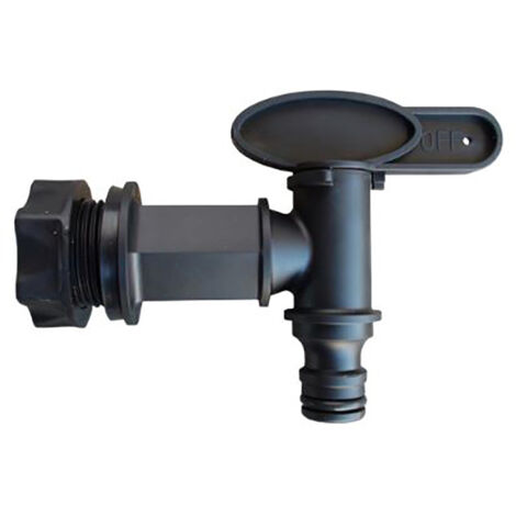 Robinet de cuve de récupération d'eau – Raccord rapide clipsable 20/27 mm – Pour récupérateur d'eau de pluie – Noir en plastique – Bellijardin