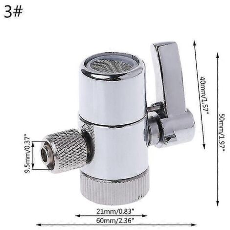 Robinet de dérivation pour filtre à eau, compatible avec les systèmes d'osmose inverse (RO), raccords de tube 1/4", 2 5/8" et 3/8" - 3