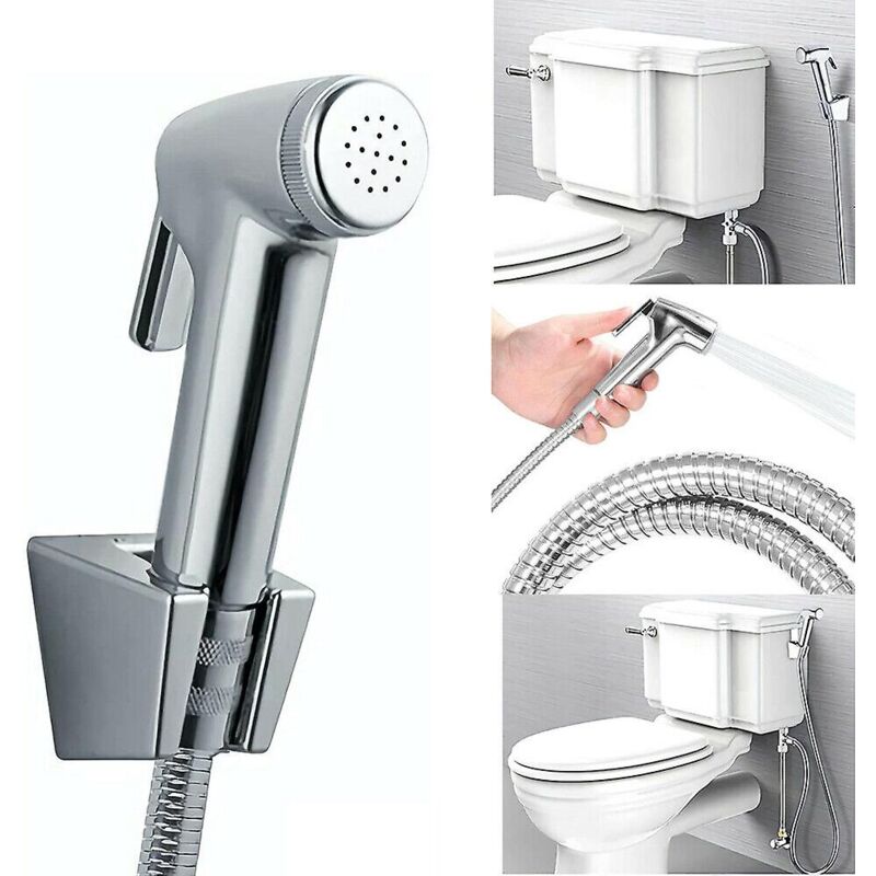 Robinet de douche à jet Shattaf pour bidet chromé Toilettes hygiéniques Pommeau de douche musulman Tuyau