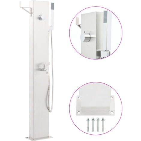 Robinet de douche de jardin 110 cm Acier inoxydable vidaXL - Argent
