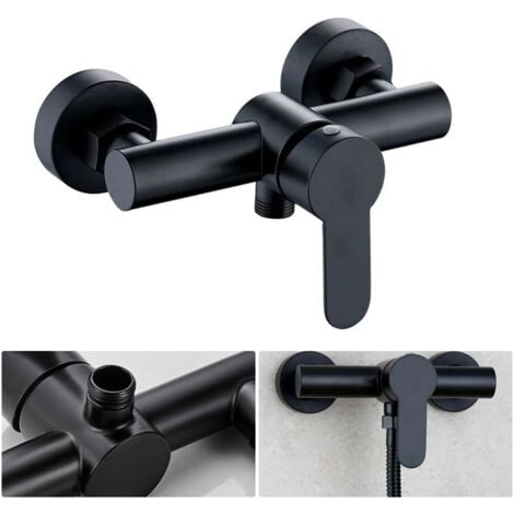 COAVAS Robinet de douche en acier inoxydable 304 Robinet mitigeur de douche chaud et froid pour salle de bain - Noir, 1pc