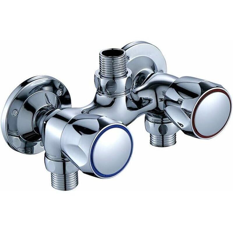 Gabrielle Robinet de douche en laiton moderne pour salle de bain eau froide et chaude, mitigeur mural avec interrupteur de commande chromé