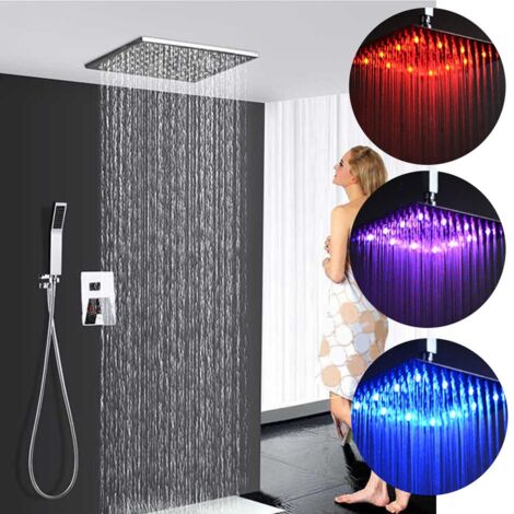 Robinet de douche encastré noir set LED système de douche à main