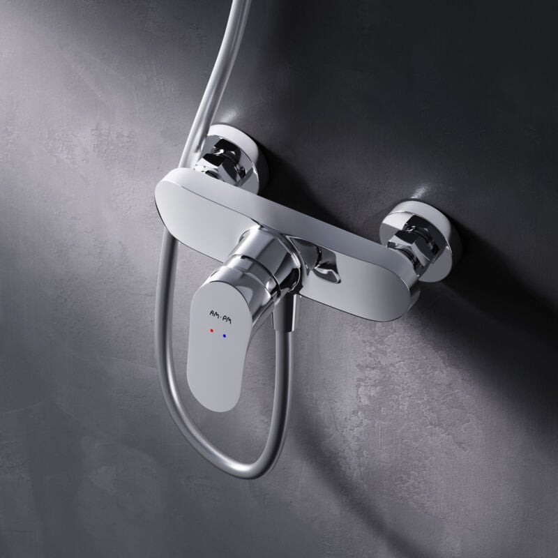 Am.pm - Mitigeur Douche Chrome Robinet Douche Main Monté Mur pour Salle de Bains Mélangeur Douche en Laiton