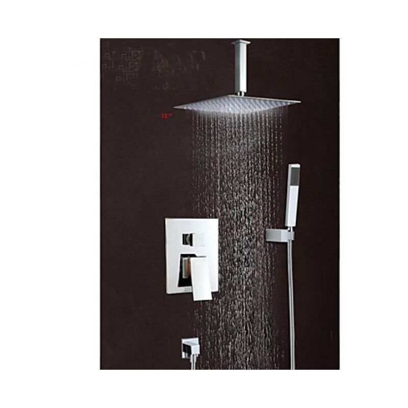 Robinet de douche mural avec tête de douche 12' en acier inoxydable et douchette à main