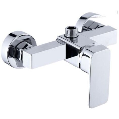 Robinet de douche mural chromé moderne avec mitigeur de douche chaude et froide