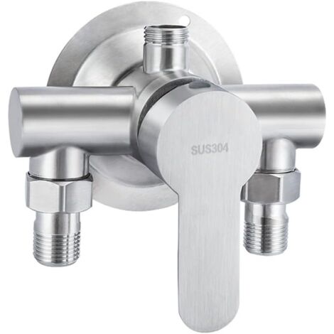 Robinet de douche mural en acier inoxydable 304 – 3 ports 1/2 pouce – Résistant à la corrosion – Installation rapide