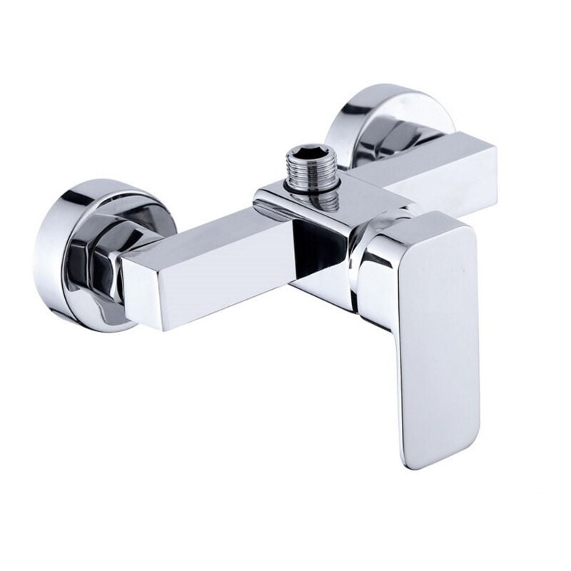 Robinet de douche mural moderne chromé avec mitigeur de douche pour eau froide et chaude