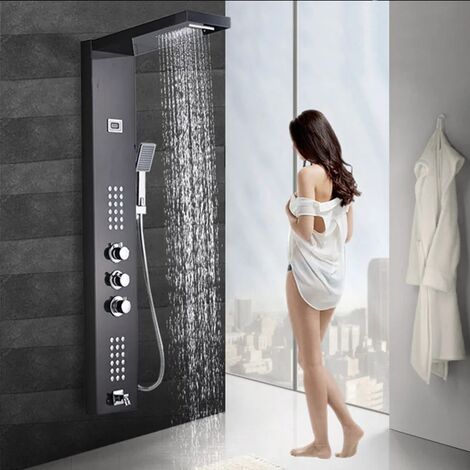 Robinet de douche Panneau de douche thermostatique Colonne de douche Affichage numérique de la température Robinet de baignoire