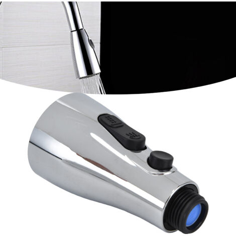 Robinet de Douche Tête Flexible G1/2 Argent Brossé 3 Fonctions Avec Bouton Économiseur d'eau