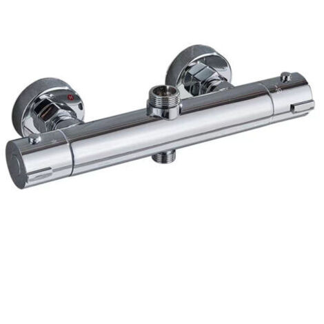 Robinet de douche thermostatique anti-brûlure (deux sorties), supérieur G3/4" BSP + inférieur G1/2" BSP, robinet de douche mural en cuivre, fonction intelligente de température constante, argent