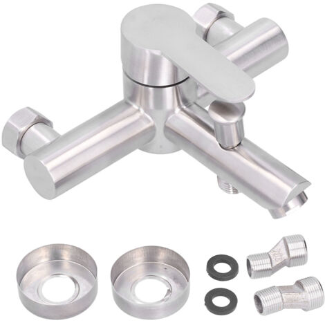 Robinet de Douche Triple en Acier Inoxydable Brossé, Vanne de Mélange Eau Froide/Chaude pour Baignoire
