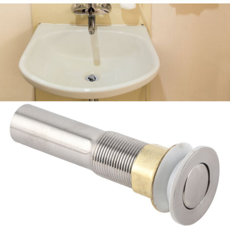 Robinet de Drain d'Évier Sans Débordement Anti-Bouchage Accessoire de Lavabo Filtre de Drain en Acier Inoxydable Électroplacé British Style
