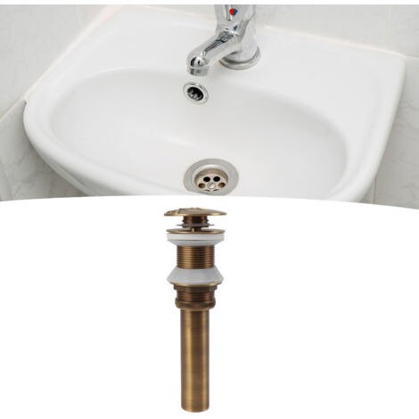 Robinet de Drain Pop-Up Vintage Brassé en Cuivre pour Salle de Bain Sans Overflow - Compatible Bassin Standard