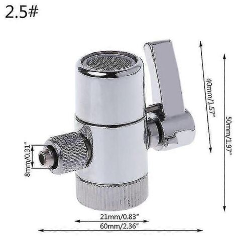 Robinet de filtre à eau, vanne de dérivation, système d'osmose inverse, connecteur de tube 1/4", 2 5/8", 3/8" - mxbc-2.5