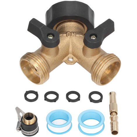 Robinet de Jardin 3/4 Pouce, Diviseur 2 Voies Y en Laiton pour Arrosage Extérieur Résistant