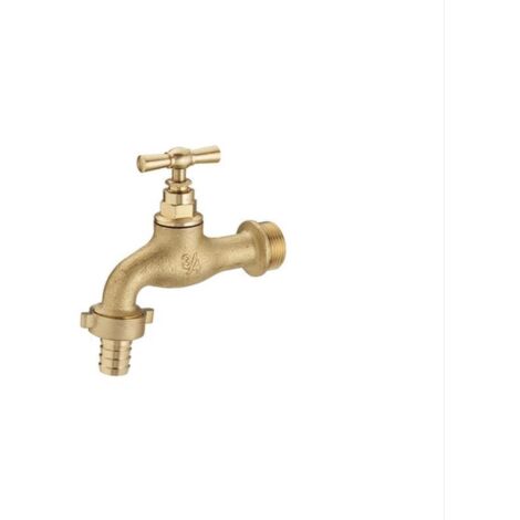 Robinet de jardin à clapet mâle 15x21 - mâle 20x27 avec raccord au nez Ø15