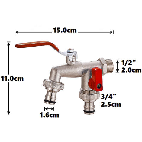 Robinet de jardin à double sortie en alliage de zinc, G1/2 pouce, outils de jardinage pour la maison et l'extérieur