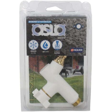 Robinet de jardin antigel OSLO vertical Mâle 1/2'' (15/21) - Blanc - ANQUIER