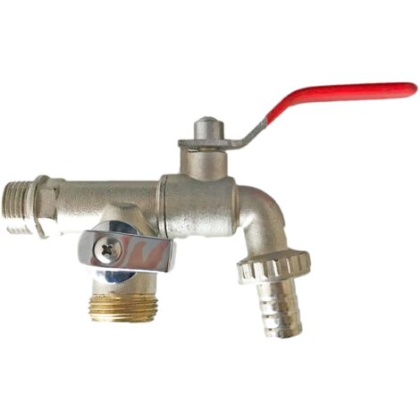 Robinet de jardin double, avec raccord standard 1/2 - sablé