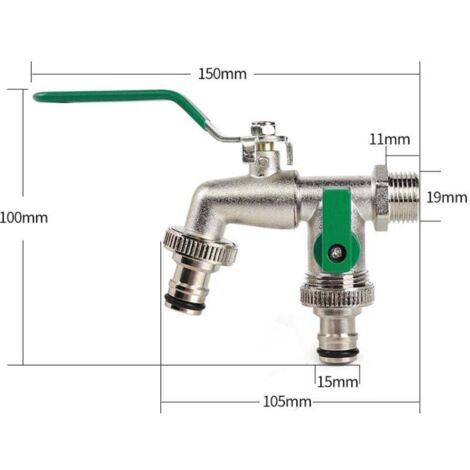 Robinet de Jardin Double Sortie , Robinet Extérieur Laiton, Premium Robinet Jardin avec Double Raccord, Convient pour Jardin, Ménage et Industrie
