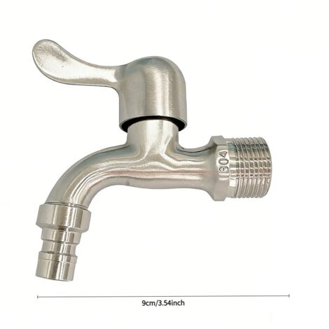 Robinet de jardin en acier inoxydable 304, adaptateur pour robinet mural d'extérieur, adapté aux jardins, balcons, balais à franges, éviers, etc. (poignée moulée de précision 7006)