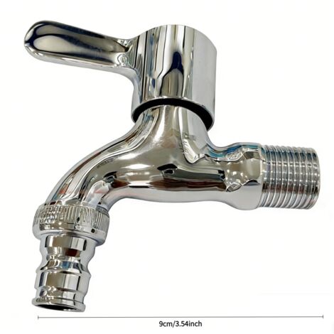 Robinet de jardin en acier inoxydable 304, adaptateur pour robinets muraux d'extérieur, adapté aux jardins, balcons, balais à franges, éviers, etc. (Buse en cuivre T010 DN15)