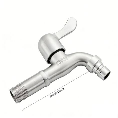 Robinet de jardin en acier inoxydable 304, adaptateur pour robinets muraux d'extérieur, adapté aux jardins, balcons, balais à franges, éviers, etc. (Poignée moulée de précision 7017, ND15, longueur mo