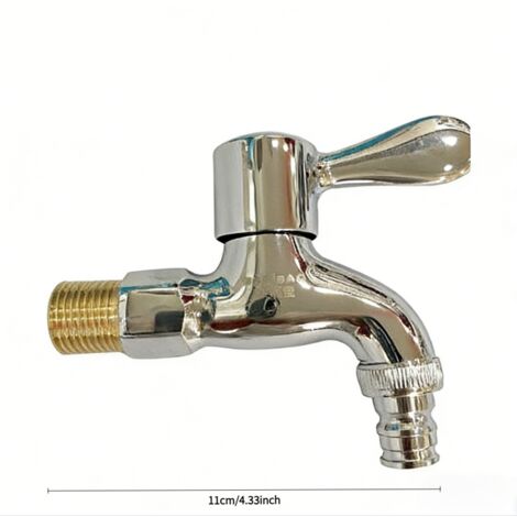 Robinet de jardin en acier inoxydable 304, adaptateur pour robinets muraux d'extérieur, adapté aux jardins, balcons, balais à franges, éviers, etc. (T012, embout en cuivre, bec effilé, DN15)