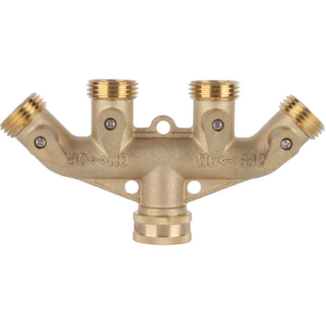 Robinet de Jardin en Laiton 4 Voies avec Bille, Adaptateur de Raccord Robinet d'Eau