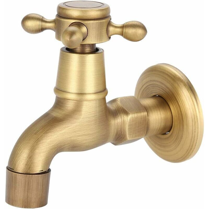 S-giant - Robinet de Jardin en Laiton Massif Vintage Fixé au Mur Filetage G1 / 2 pour Piscine Lavabo Evier de Cuisine(Short)