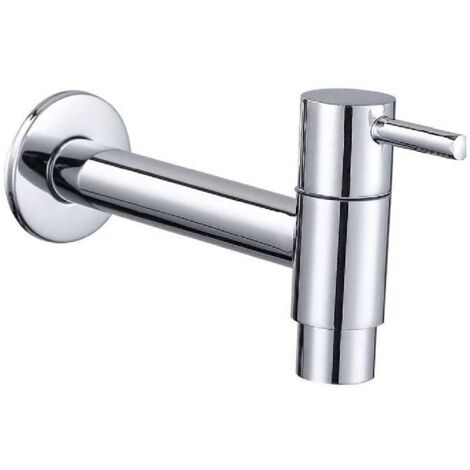 Robinet de jardin, robinet mural, robinet antigel, robinet de salle de bain, robinet en acier inoxydable à économie d'eau pour salle de bain, lavabo, balcon, cuisine (argenté)