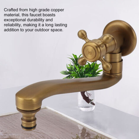 Robinet de Jardin Style Vintage avec Bec Extensible en Cuivre Antigel Murale Pour Lavage Single Robinet C