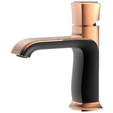 Robinet de Lavabo 1 Trou Rose Gold pour Vasque à Poser, Laiton Massif, Cartouche Céramique, Commande à Levier, Robinet de Meuble Moderne-alovez