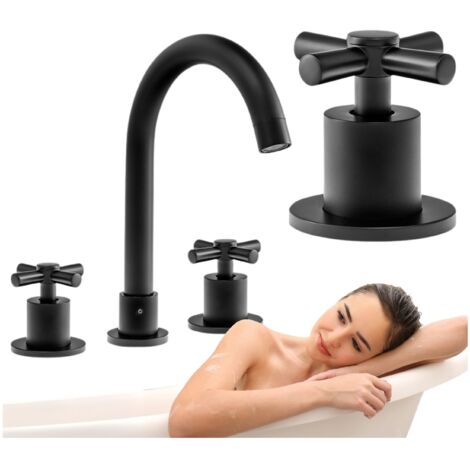 ROBINET DE LAVABO 3 TROUS VERANNI SEM-1106B NOIR