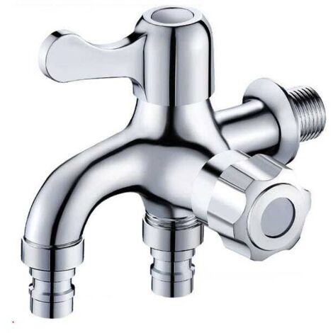 Robinet de lavabo à double sortie en laiton, tuyau de dérivation pour machine à laver, adaptateur pour robinet de lavabo à double sortie (argenté)