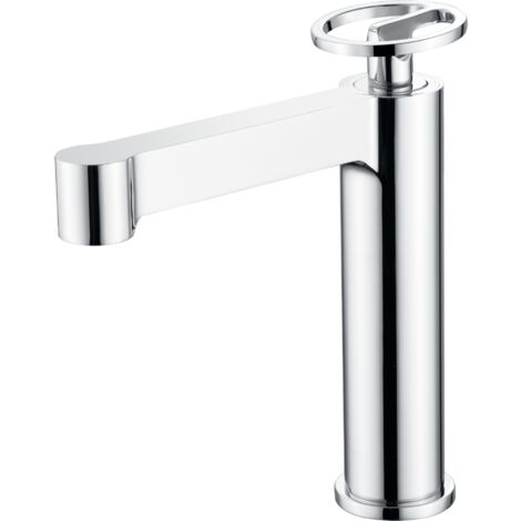 Robinet de lavabo à levier unique en laiton, robinet de salle de bain pour évier adapté à l'eau chaude/froide couleur chrome
