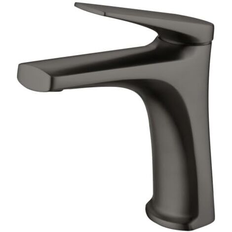 Robinet de lavabo à levier unique en laiton - Robinets de salle de bain pour lavabos pour eau chaude/froide Couleur Noir Gun Metal