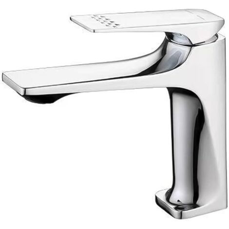 Robinet de Lavabo à Montage sur Pont en Laiton Massif avec Poignée Unique et Aérateur Économique d'eau pour Salle de Bain et Camping-Car