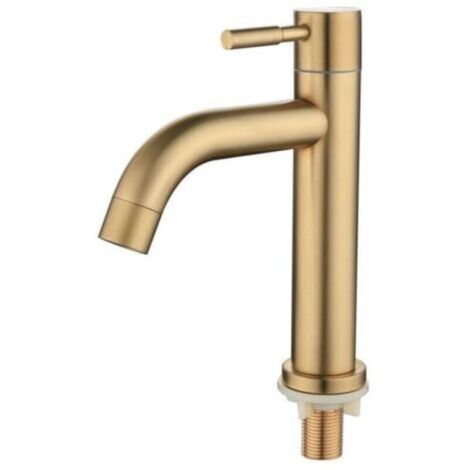 Robinet de lavabo à poignée unique – Laiton massif – Finition or brossé – Hauteur 183 mm – Cartouche en céramique pour contrôle précis